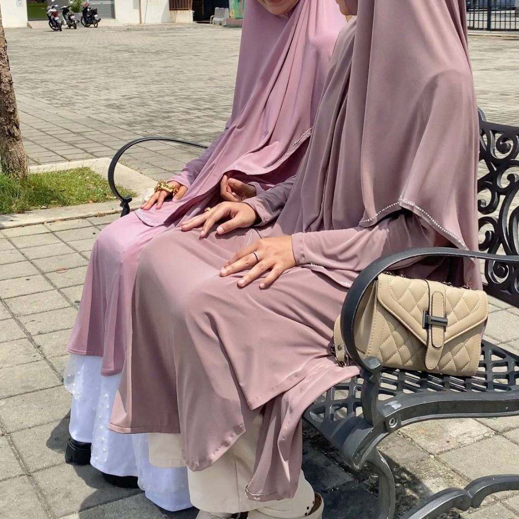 Khimar Sumayyah Tudung Sarung Labuh Ironless Berdagu Umrah Muslimah Material Lycra Sejuk Nurbella
