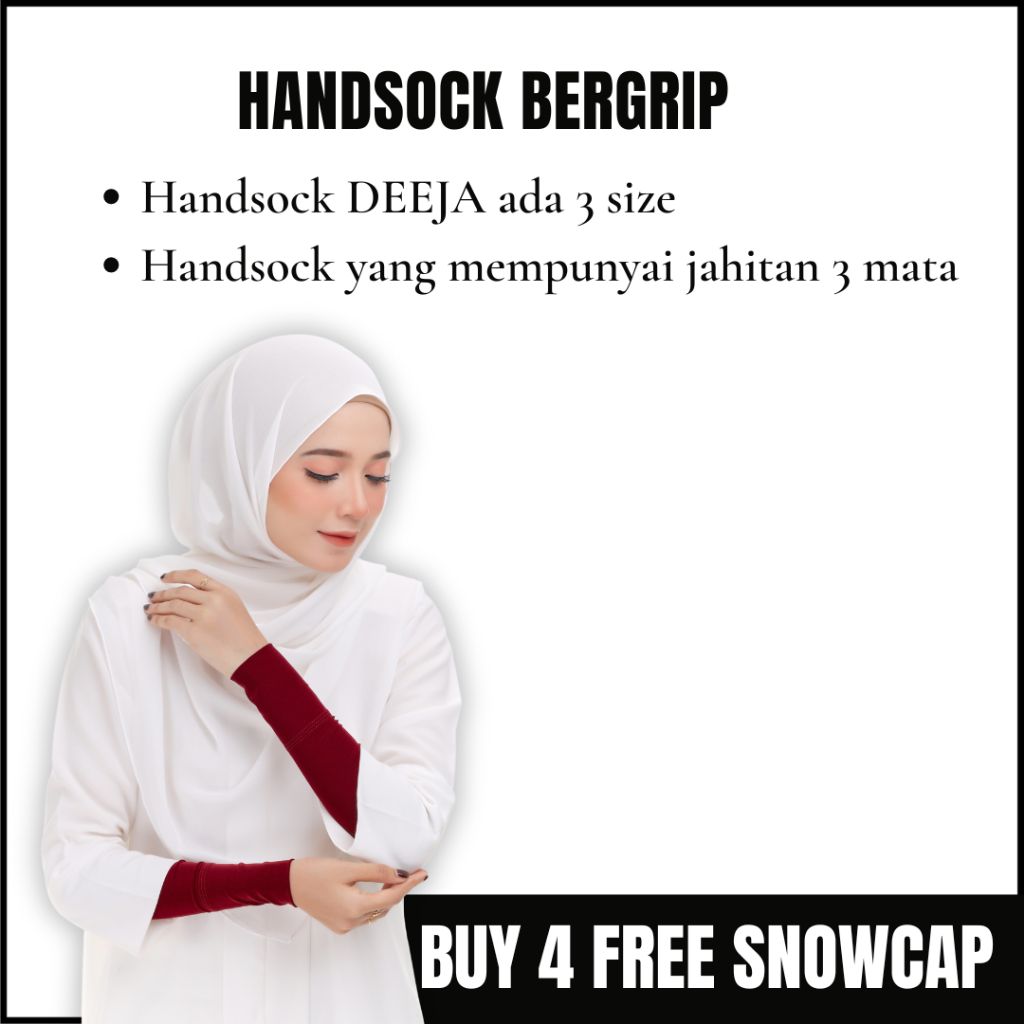 Handsock Deeja Muslimah Pendek Plussize Handsocks Nurbella Lycra Plain Cantik Tangan Kecil Saiz S