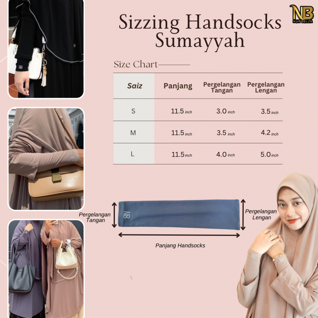Handsock Sumayyah Muslimah Handsocks Plus Size Material Sejuk Plain Women Lycra Simple Premium Cantik
