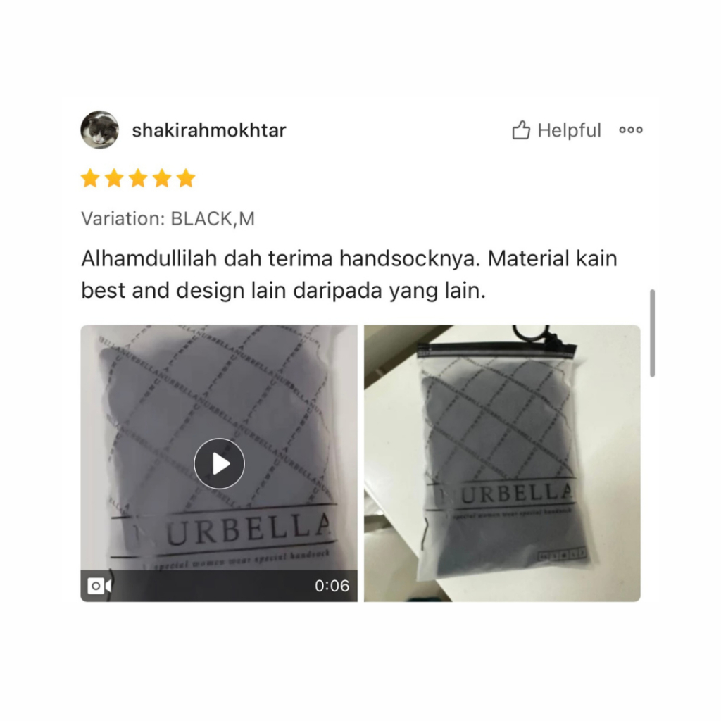 Handsock Mairaa Muslimah Handsocks Nurbella Material Lycra Sejuk Ropol Cantik Saiz S, M, L Nurbella