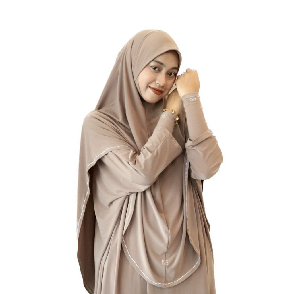 Khimar Sumayyah Tudung Sarung Labuh Ironless Berdagu Umrah Muslimah Material Lycra Sejuk Nurbella