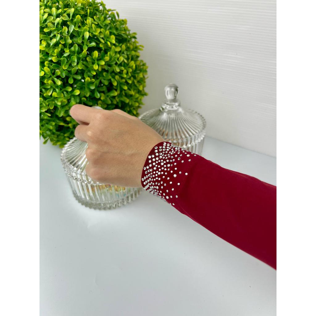 Handsocks Kesuma Berbatu Kemas Cantik Panjang Lycra Sejuk Tak Jarang Plus Size Premuim Nurbella