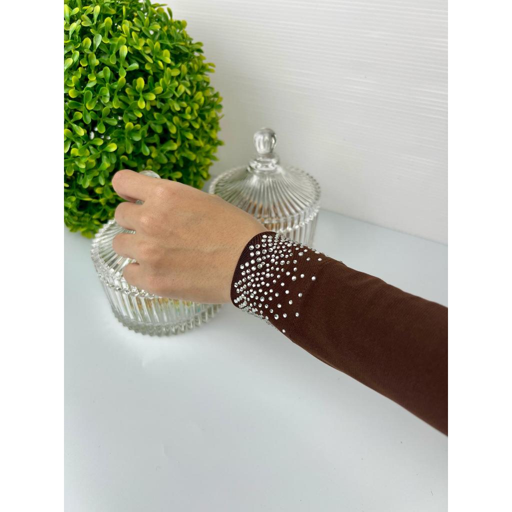 Handsocks Kesuma Berbatu Kemas Cantik Panjang Lycra Sejuk Tak Jarang Plus Size Premuim Nurbella