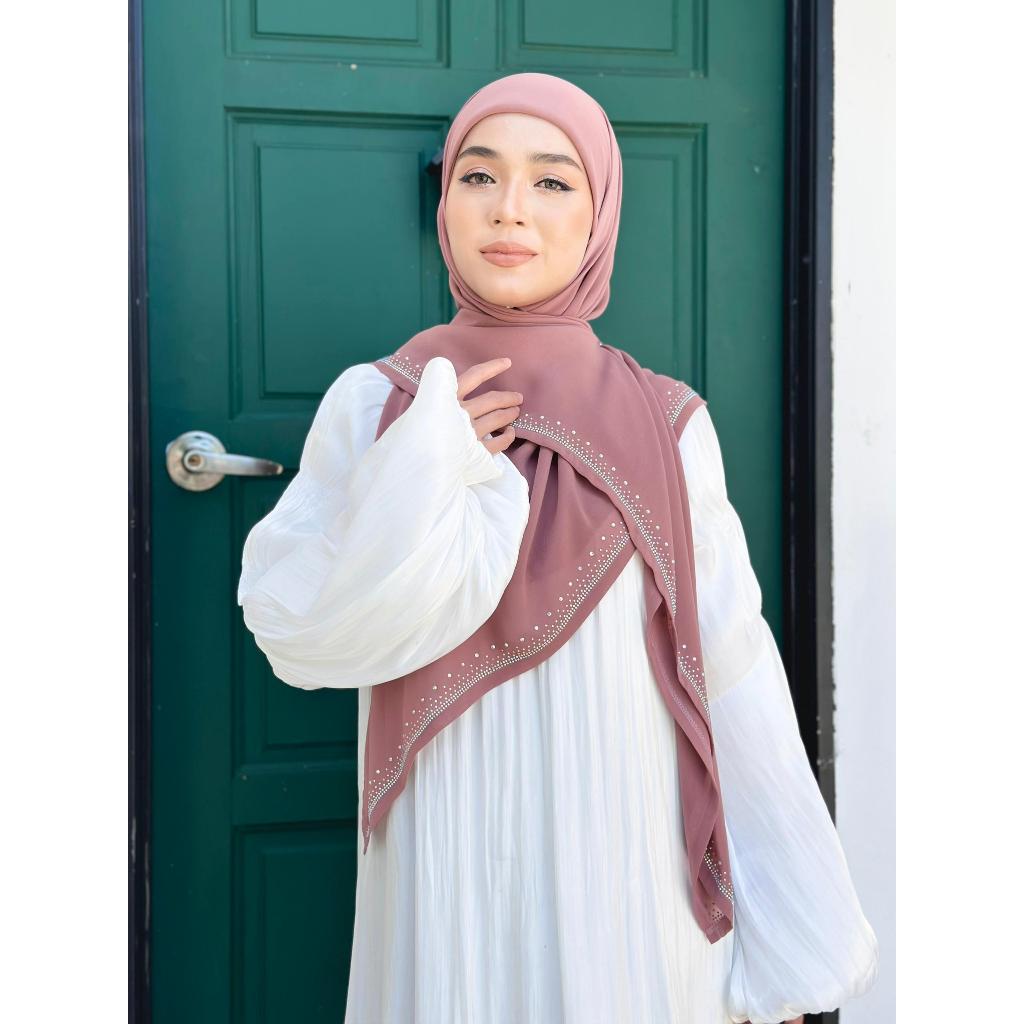 Tudung Premium Bawal Cantik Chiffon Berbatu Ringan Sejuk Terletak Premium Nurbella Dahliaa