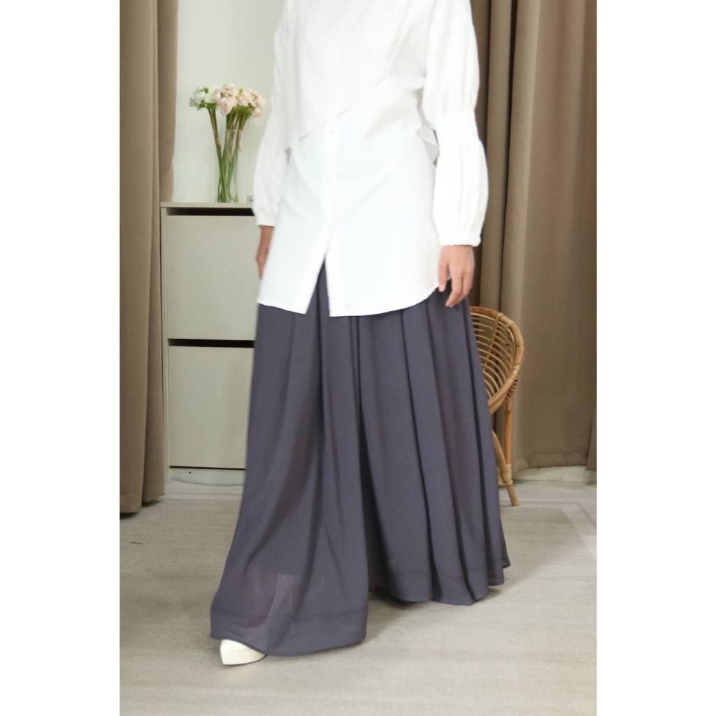 Skirt Clara Cantik Flowy Muslimah Labuh Moden Kembang Women Plus Size Premium Nurbella Chiffon