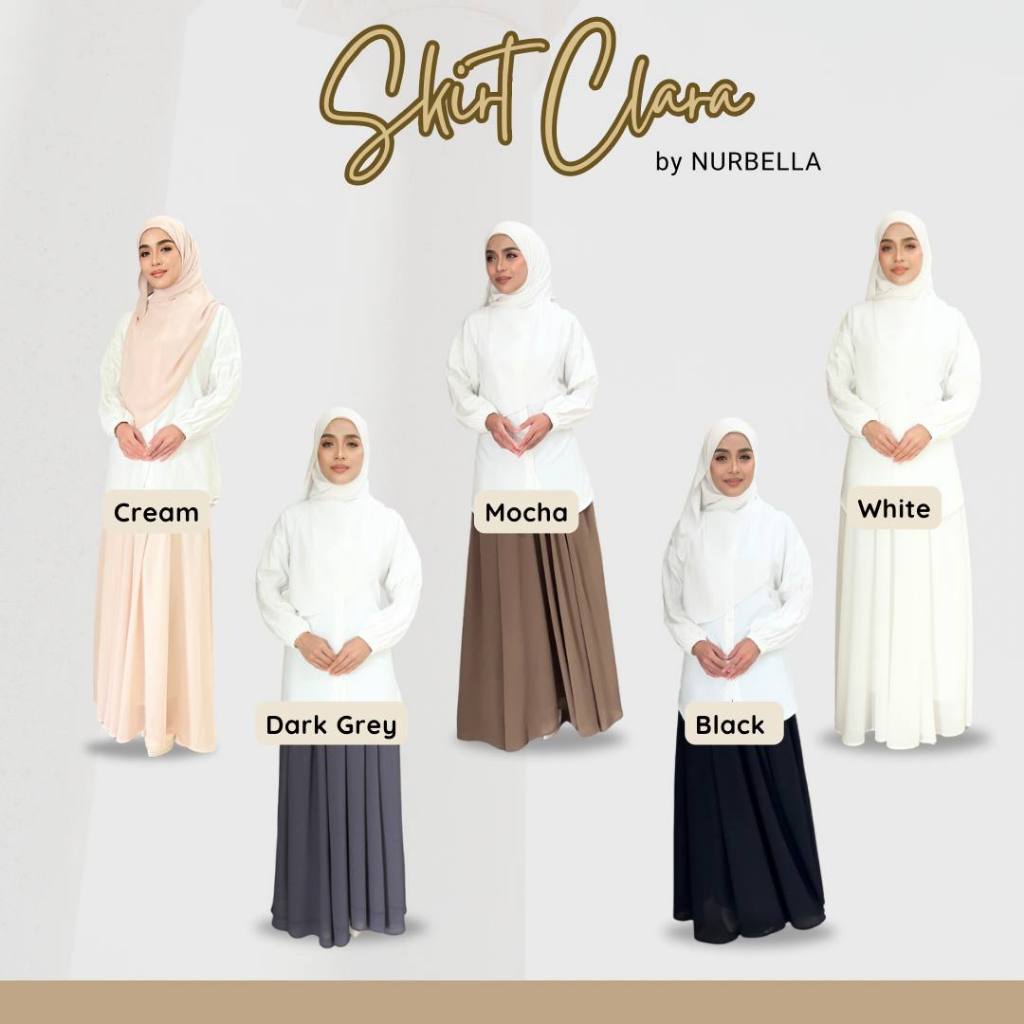 Skirt Clara Cantik Flowy Muslimah Labuh Moden Kembang Women Plus Size Premium Nurbella Chiffon