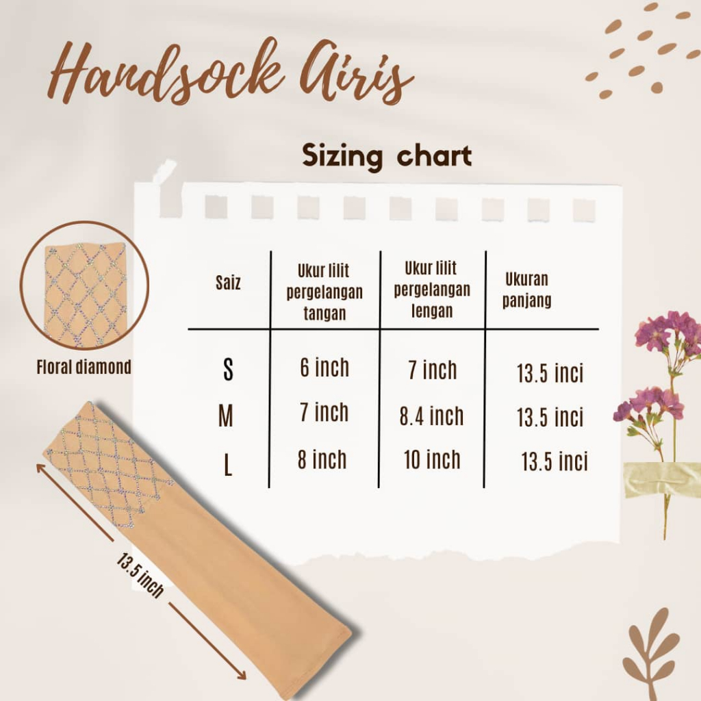Handsocks Airis Lembut Berbatu Cantik Panjang Sejuk Lycra Premium Nurbella Plus Size Tak Jarang Women Nurbella