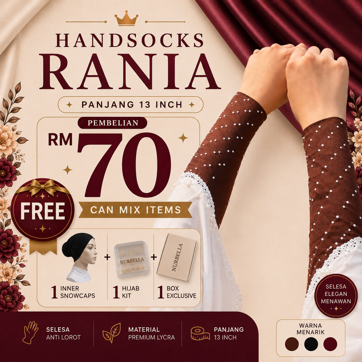 Handsocks Rania (edisi raya 2026)