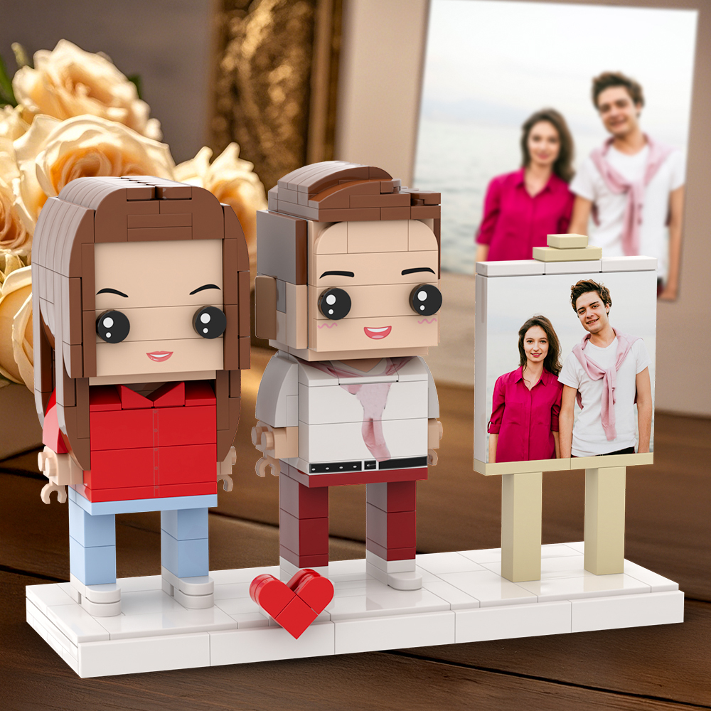 Volledig Lichaam Aanpasbare 2-persoons Fotolijst Aangepaste Stenen Figuren Leuk Cadeau - minebricknl