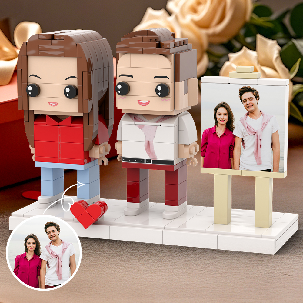 Volledig Lichaam Aanpasbare 2-persoons Fotolijst Aangepaste Stenen Figuren Leuk Cadeau - minebricknl