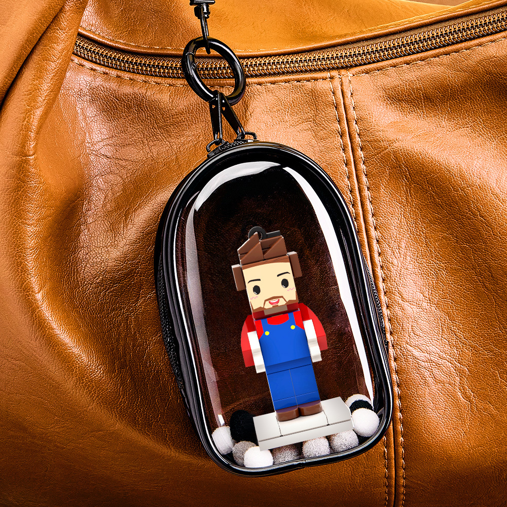 Gepersonaliseerde Hoofdstenen Figuur Superheld Aangepaste Ministenen Figuren Kleine Deeltjesblok Sleutelhanger Tashanger - minebricknl
