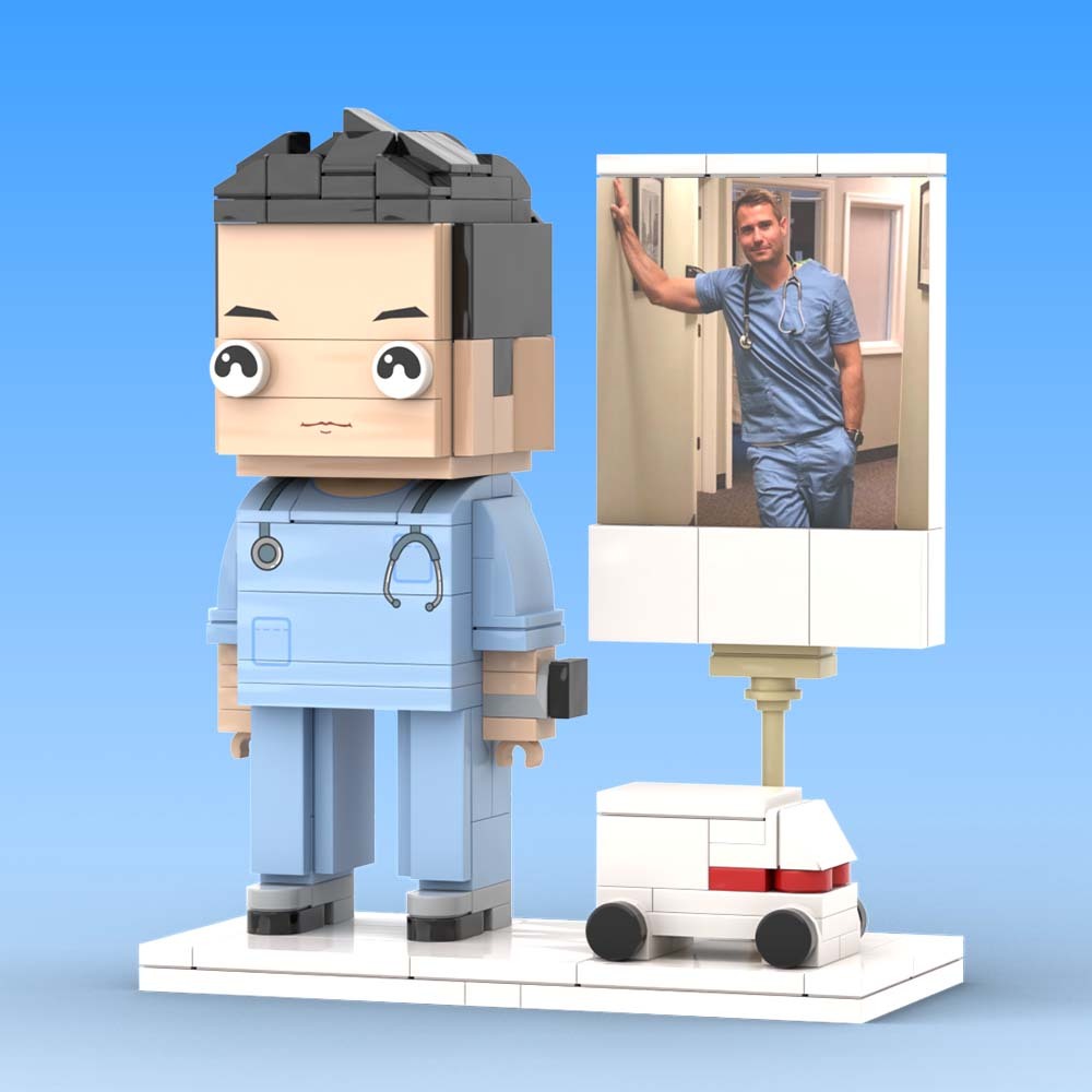 Cadeau Voor Dokter, Aangepaste Stenen Figuren, Volledig Lichaam, Aanpasbaar, 1 Persoon, Beroepsgeschenk - minebricknl