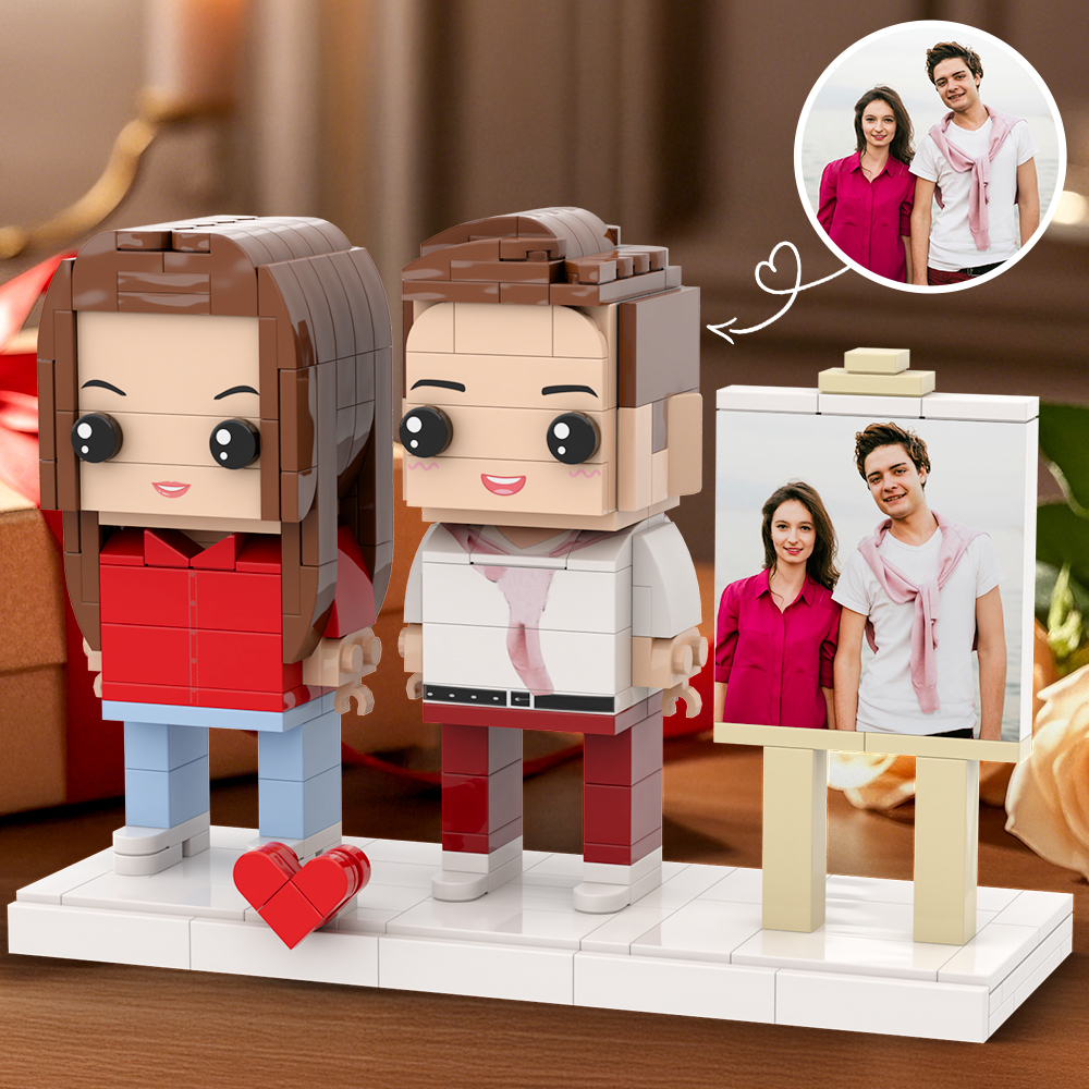Volledig Lichaam Aanpasbare 2-persoons Fotolijst Aangepaste Stenen Figuren Leuk Cadeau - minebricknl