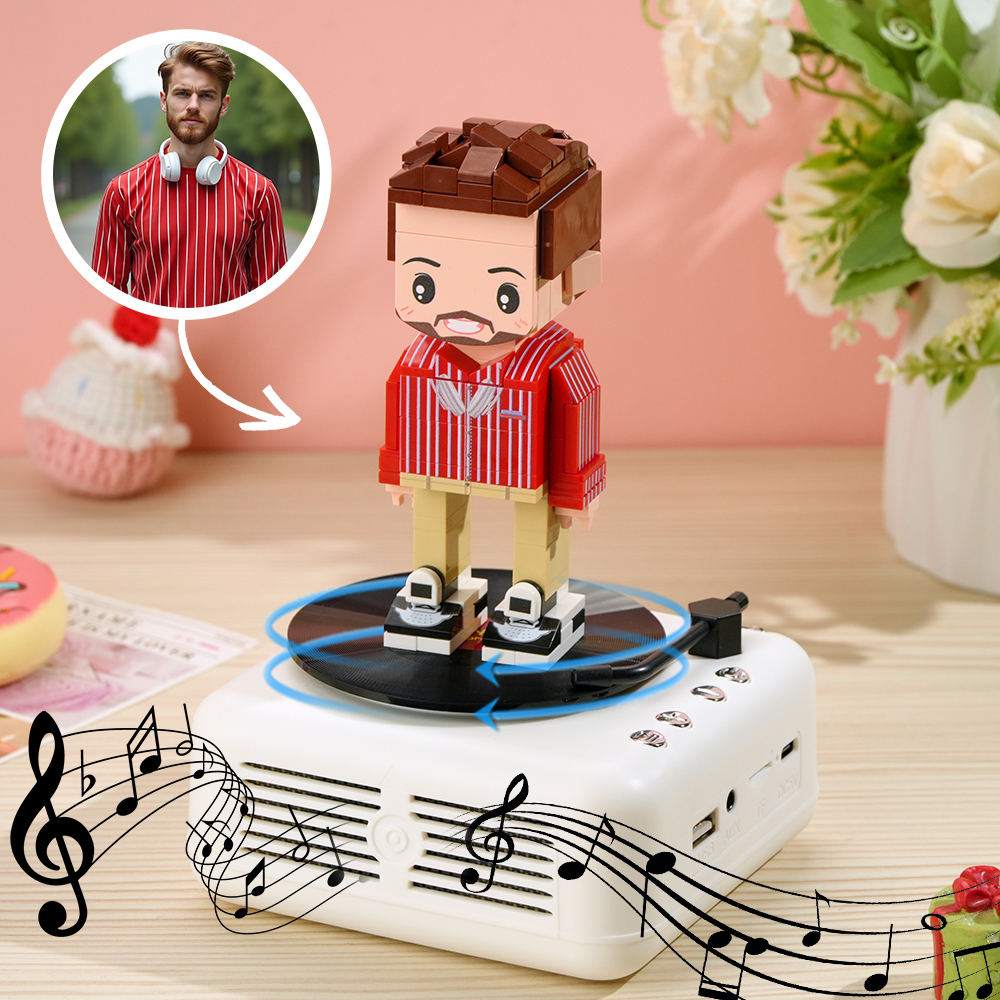 Aangepaste Bakstenen Figuur Met Bluetooth-basluidspreker, Bakstenen Muziekspeelgoed, Cadeau Voor Hem/haar
