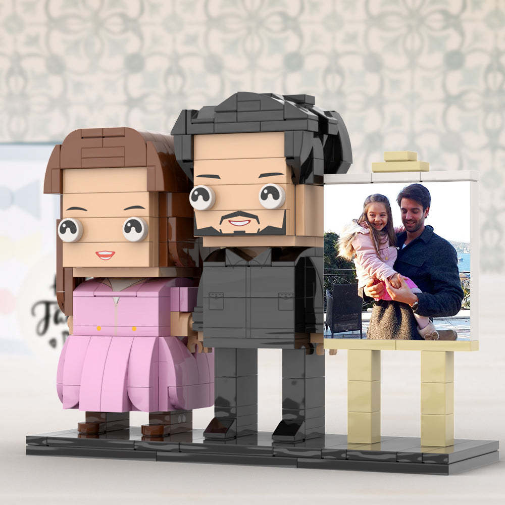 Volledig Lichaam Aanpasbare Vader Van 2 Personen Die Zijn Dochter In Zijn Arm Houdt Fotolijst Gepersonaliseerde Aangepaste Baksteenfiguren Klein Deeltjesblokspeelgoed Gepersonaliseerd Voor Vaderdag - minebricknl