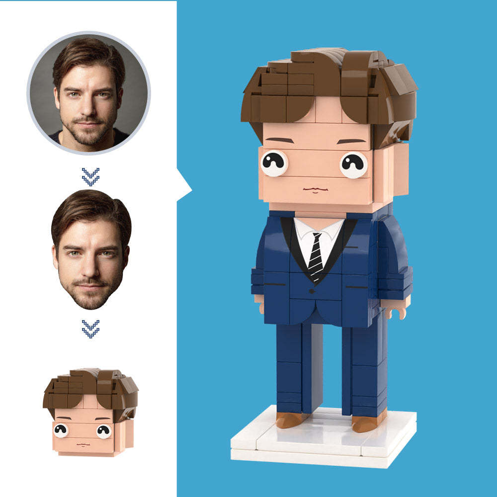 Op maat gemaakte hoofdzakenmanfiguren,klein deeltjesblokspeelgoed,aanpasbare baksteenkunstcadeaus