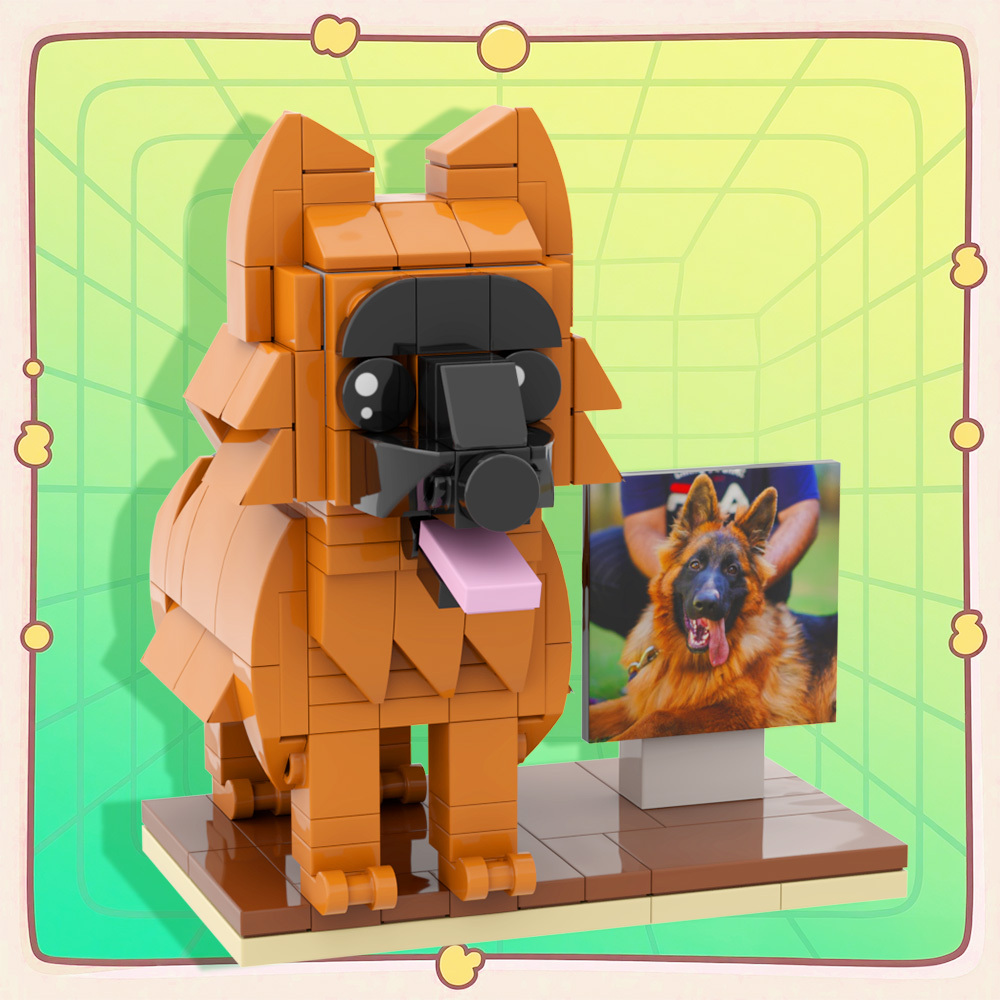Aangepast Schattig Huisdierstenen Figuur, Volledig Lichaam, Aanpasbaar, 1 Hond Met Foto - minebricknl