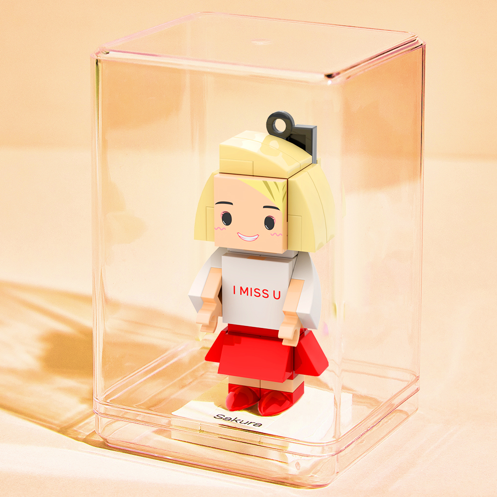 Aangepaste Hoofdstenen Figuur I Miss U Aangepaste Ministenen Figuren Kleine Deeltjesblok Sleutelhanger - minebricknl