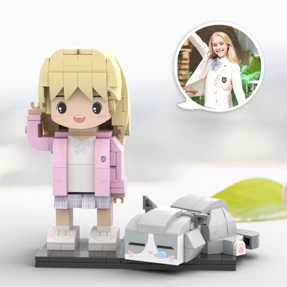 Volledig aanpasbaar schattig op maat gemaakt stenen speelgoed,gepersonaliseerd schattig op maat gemaakt stenen speelgoed met kat,klein deeltjesblokspeelgoed