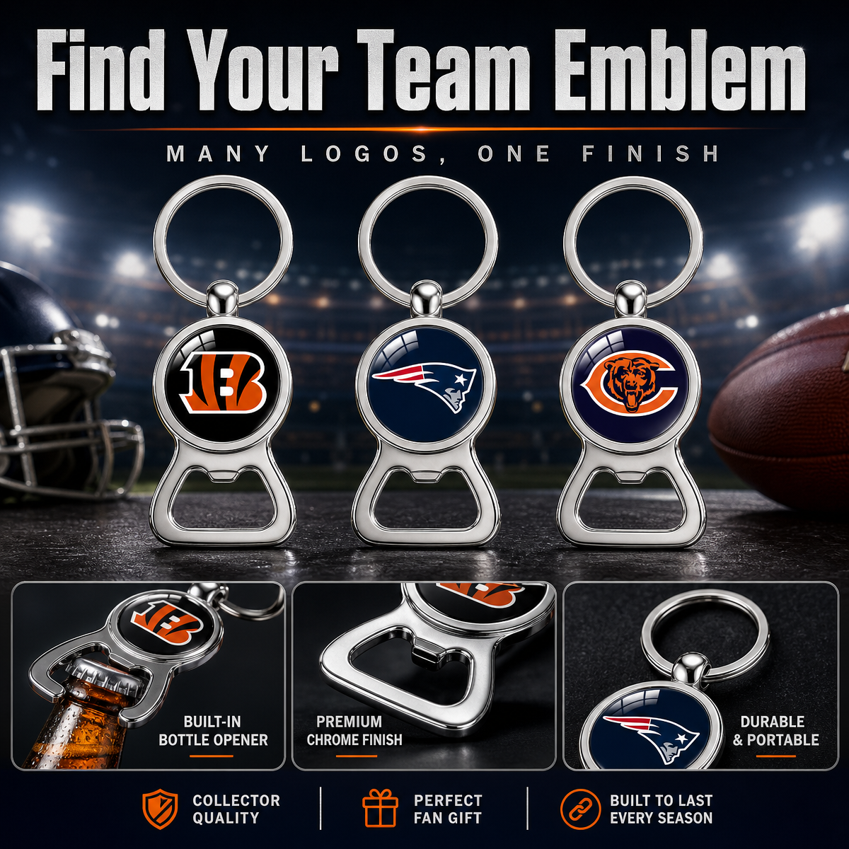 Metalen Flesopener Sleutelhanger Met Teamlogo-ontwerp – Perfect Cadeau Voor NFL-fans Op Super Bowl-zondag Of Verjaardag - minebricknl