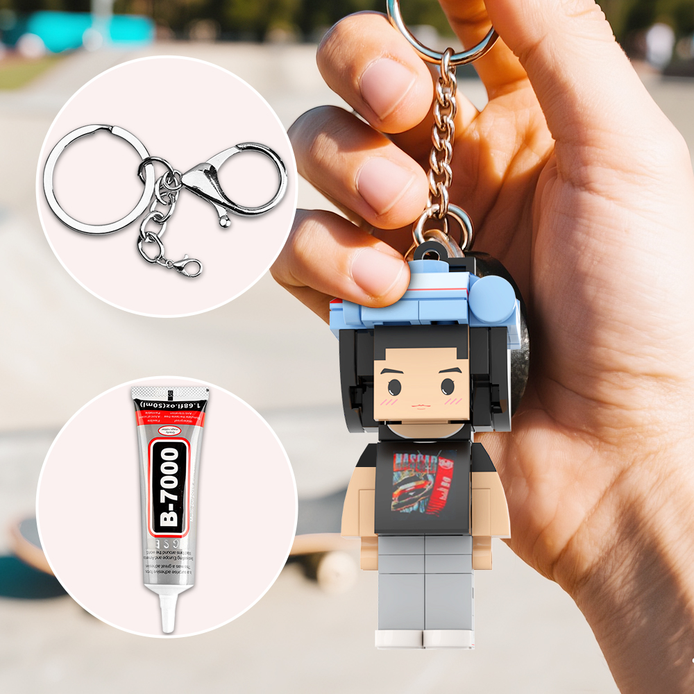 Gepersonaliseerde Mini-figuur Van Baksteen Met Gegraveerde Tekst, Sleutelhanger En Tashanger, Verjaardagscadeau