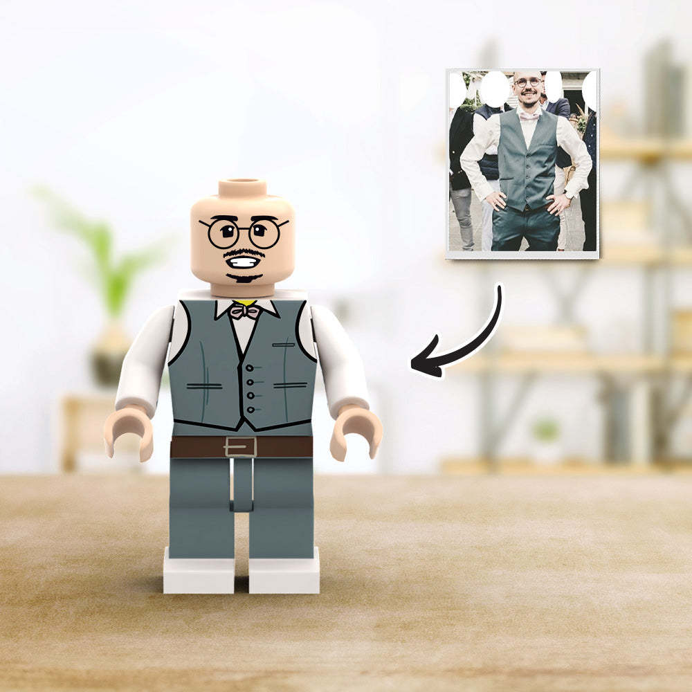 Aangepaste minifiguren van het hele lichaam,gepersonaliseerde minifiguren met foto,verander uw foto in minifiguurcadeaus voor hem