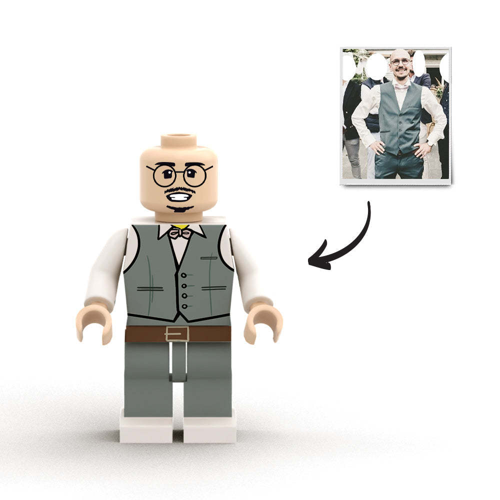 Aangepaste minifiguren van het hele lichaam,gepersonaliseerde minifiguren met foto,verander uw foto in minifiguurcadeaus voor hem