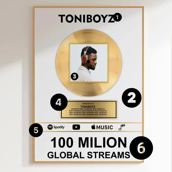 Op Maat Gemaakte Gouden Vinylplaat Als Prijs Voor Het Beste Album, Vinylplaatlijst Met Gepersonaliseerde Gravure Voor Stellen Ter Gelegenheid Van Een Bruiloft, Jubileum Of Valentijnsdag. - minebricknl