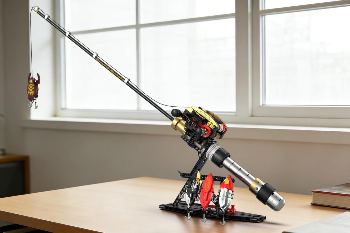 Hengelbouwblokken Speelgoed Hengelconstructieset Met Molen En Visaasaccessoires Creatief Educatief Speelgoedcadeau Voor Volwassenen - minebricknl