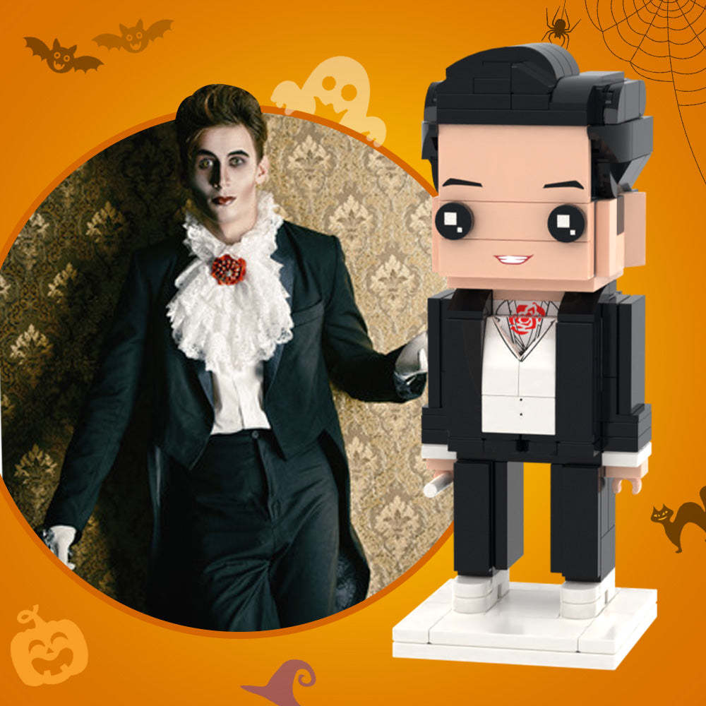 Halloween-cadeaus Count DraculaAangepast baksteenspeelgoed Volledig lichaam Aanpasbare 1-persoons baksteenfiguren AangepastAangepast baksteenspeelgoed Gepersonaliseerd speelgoed gemaakt van kleine deeltjesblokken