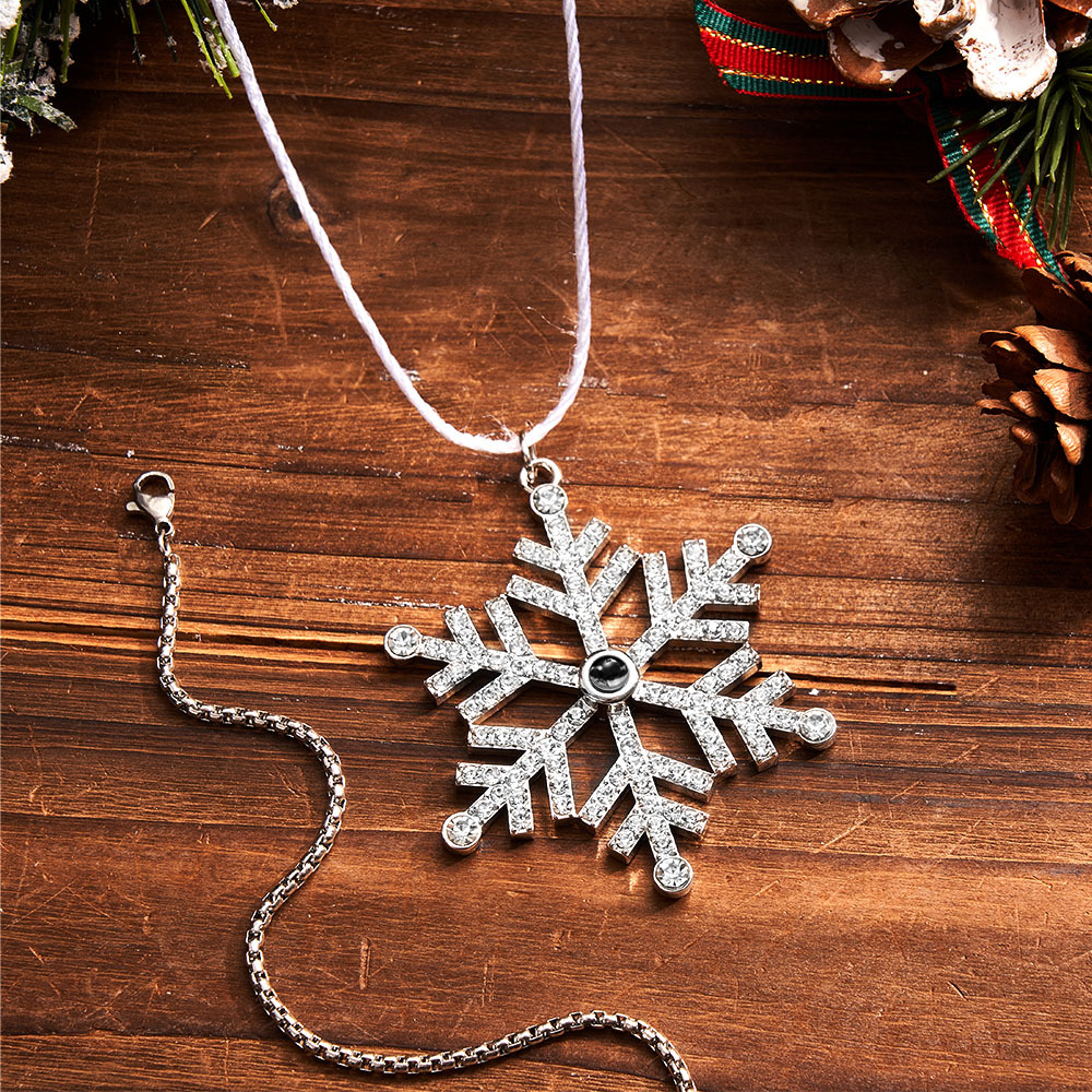 Gepersonaliseerde Projectie Ornament Aangepaste Foto Sneeuwvlok Kerst Ornament Geschenken - minebricknl