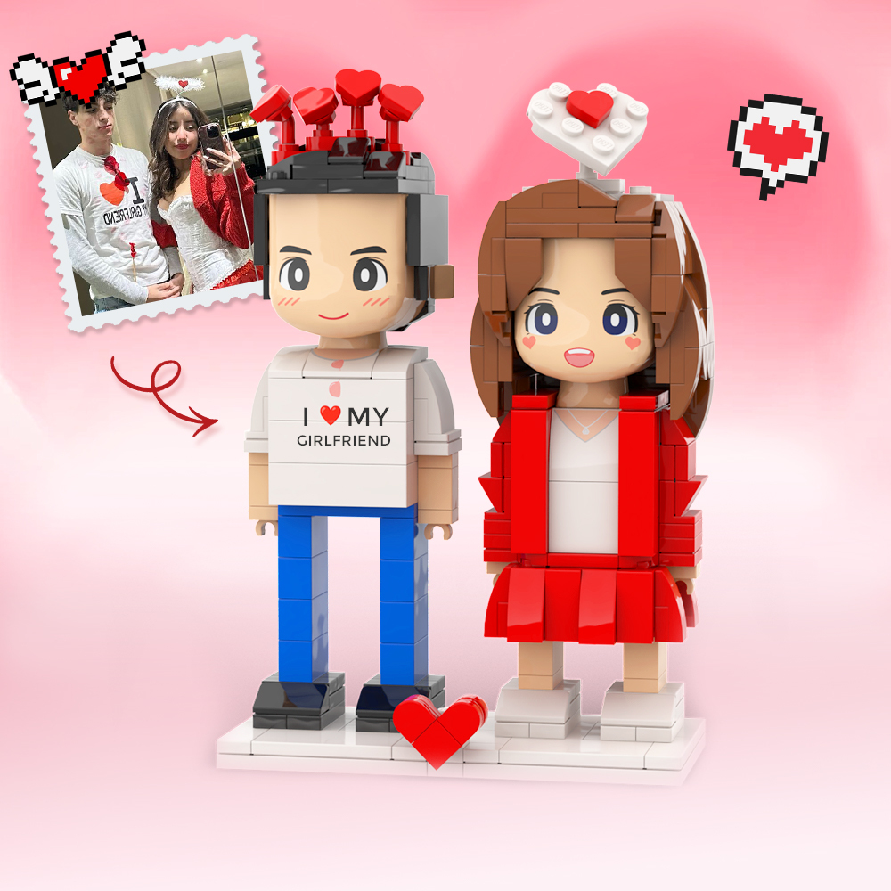 Creatieve Paarcadeaus: Op Maat Gemaakte Dubbele Duddu Brick Figures Foto Duddu Brick Figuress, Romantische Uitdrukkingen, Het Realiseren Van De Schijn Van Liefde, Verrassingsgeschenken Van Duddu Brick Figures.