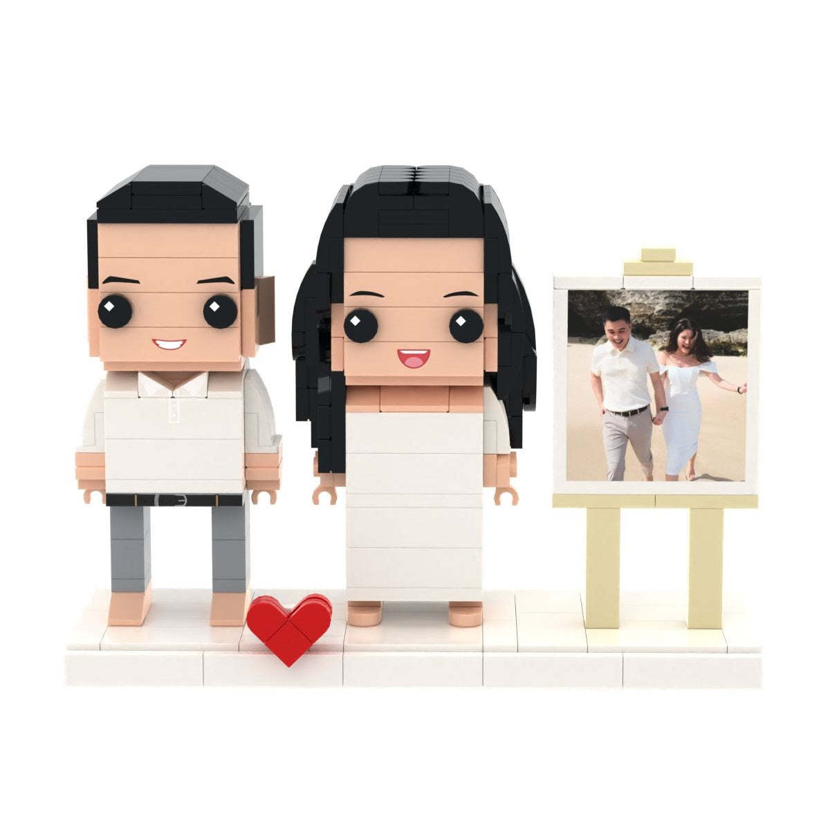Volledig Aanpasbaar Fotolijstje Voor 2 Personen, Op Maat Gemaakte Schattige Stenen Figuren, Jubileumcadeaus - minebricknl