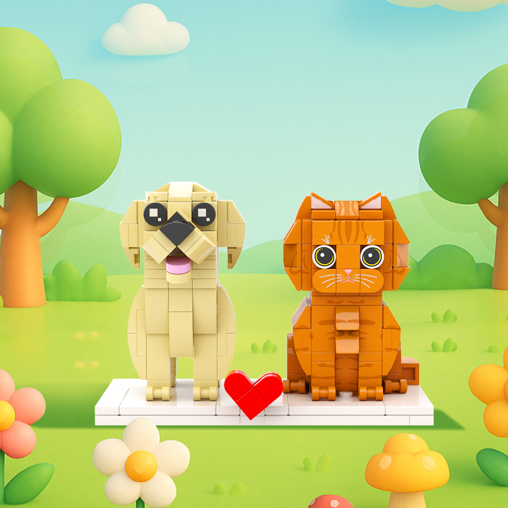 Persaonalized Cat Dog Full Body Brick Figures Huisdier Familie Cadeau - minebricknl