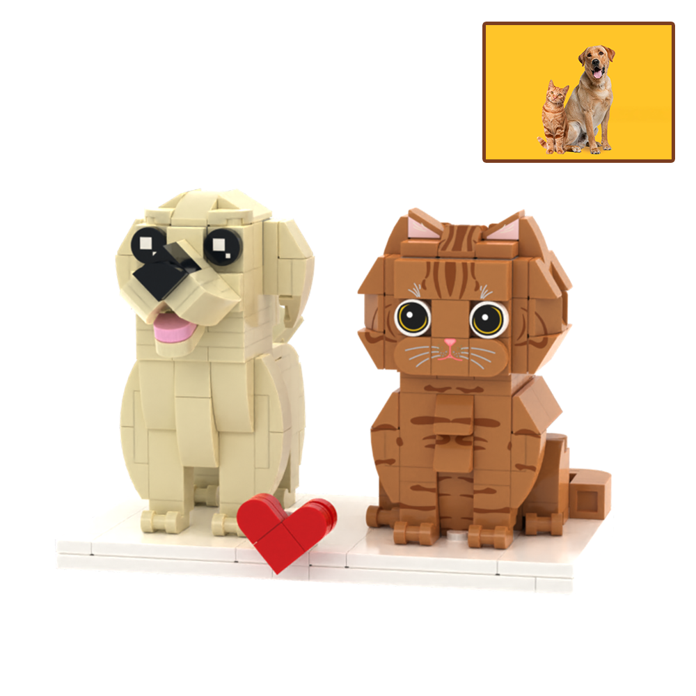 Persaonalized Cat Dog Full Body Brick Figures Huisdier Familie Cadeau - minebricknl