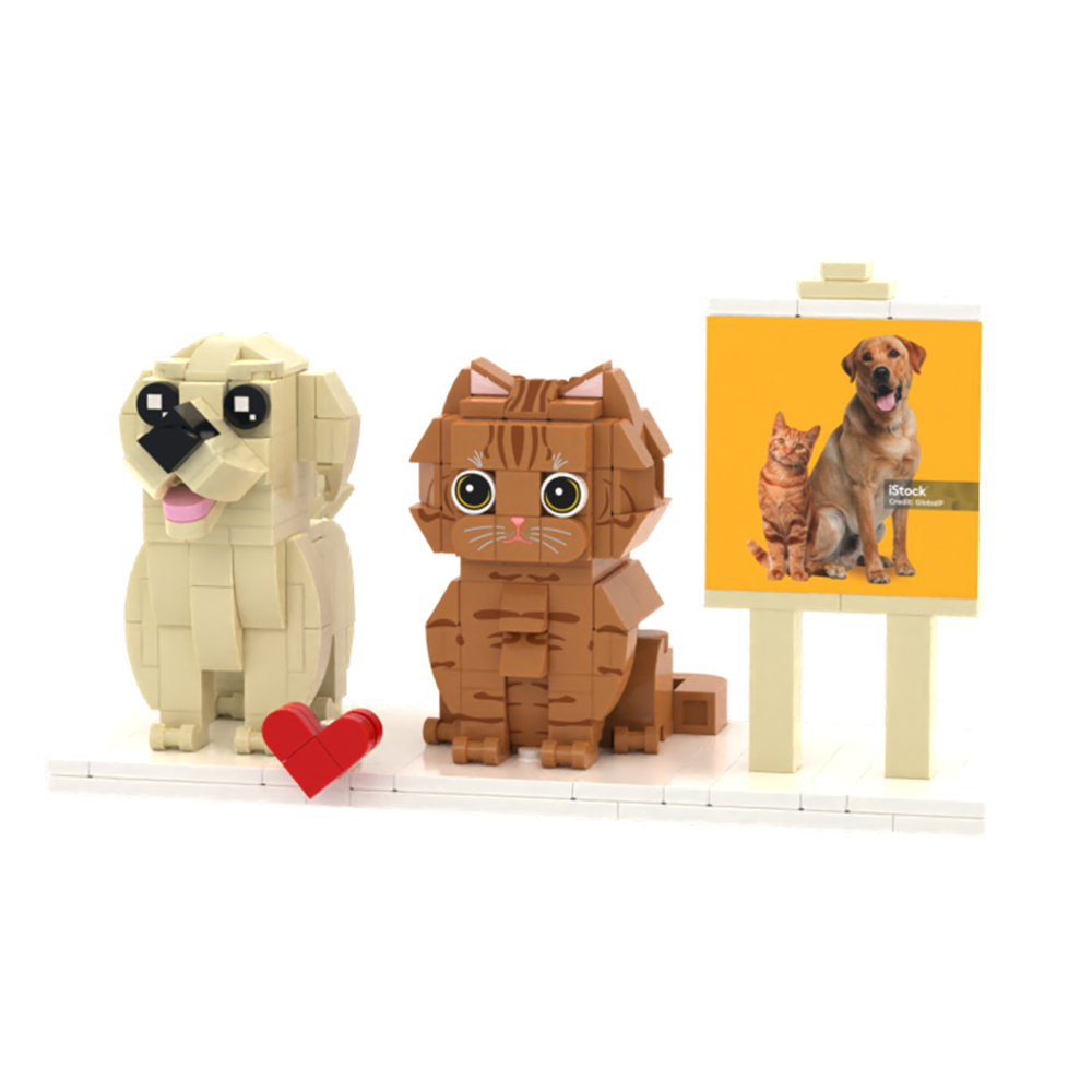 Persaonalized Cat Dog Full Body Brick Figures Huisdier Familie Cadeau - minebricknl