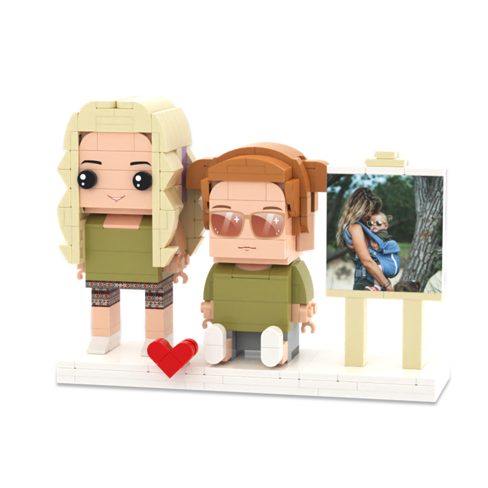 Aangepaste Volledige Lichaam 2 Personen Met Kat Bakstenen Figuren Gepersonaliseerde Zittende Bakstenen Figuren - minebricknl