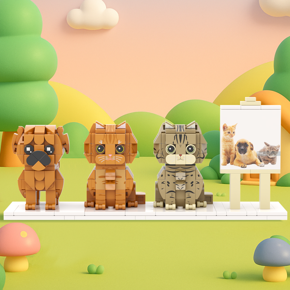 Persaonalized Cat Dog Full Body Brick Figures Huisdier Familie Cadeau - minebricknl
