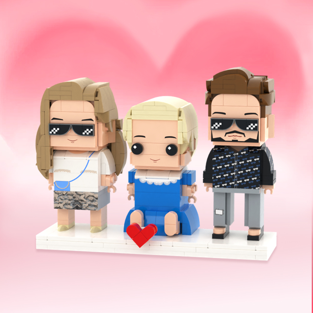 Aangepaste Volledige Lichaam 2 Personen Met Kat Bakstenen Figuren Gepersonaliseerde Zittende Bakstenen Figuren - minebricknl