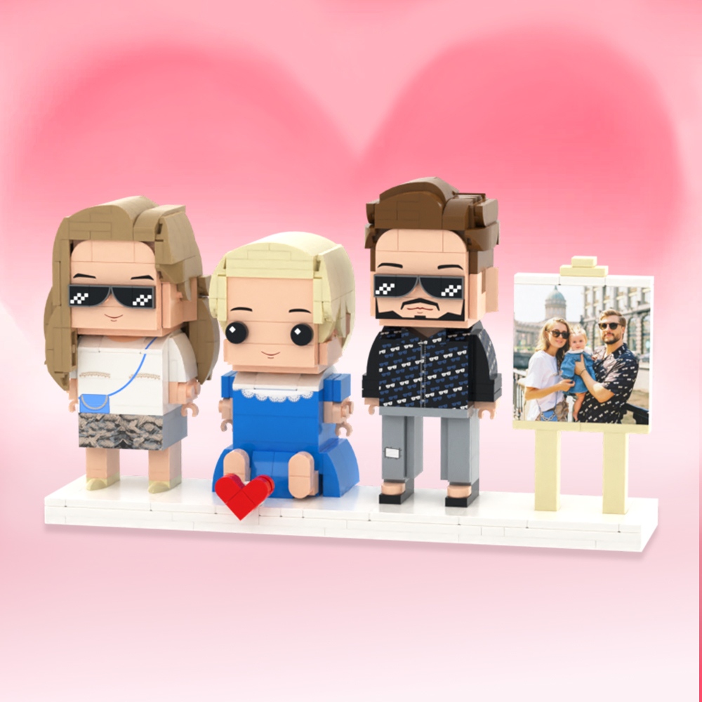 Aangepaste Volledige Lichaam 2 Personen Met Kat Bakstenen Figuren Gepersonaliseerde Zittende Bakstenen Figuren - minebricknl