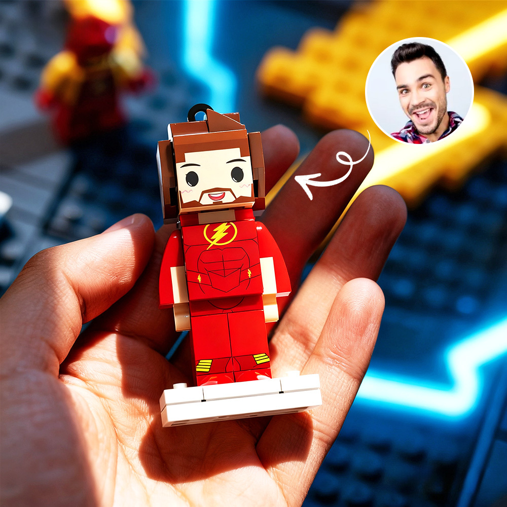 Aangepaste Hoofdstenen Figuur Ministenen Figuren Kleine Deeltjesblok Sleutelhanger Tashanger - minebricknl