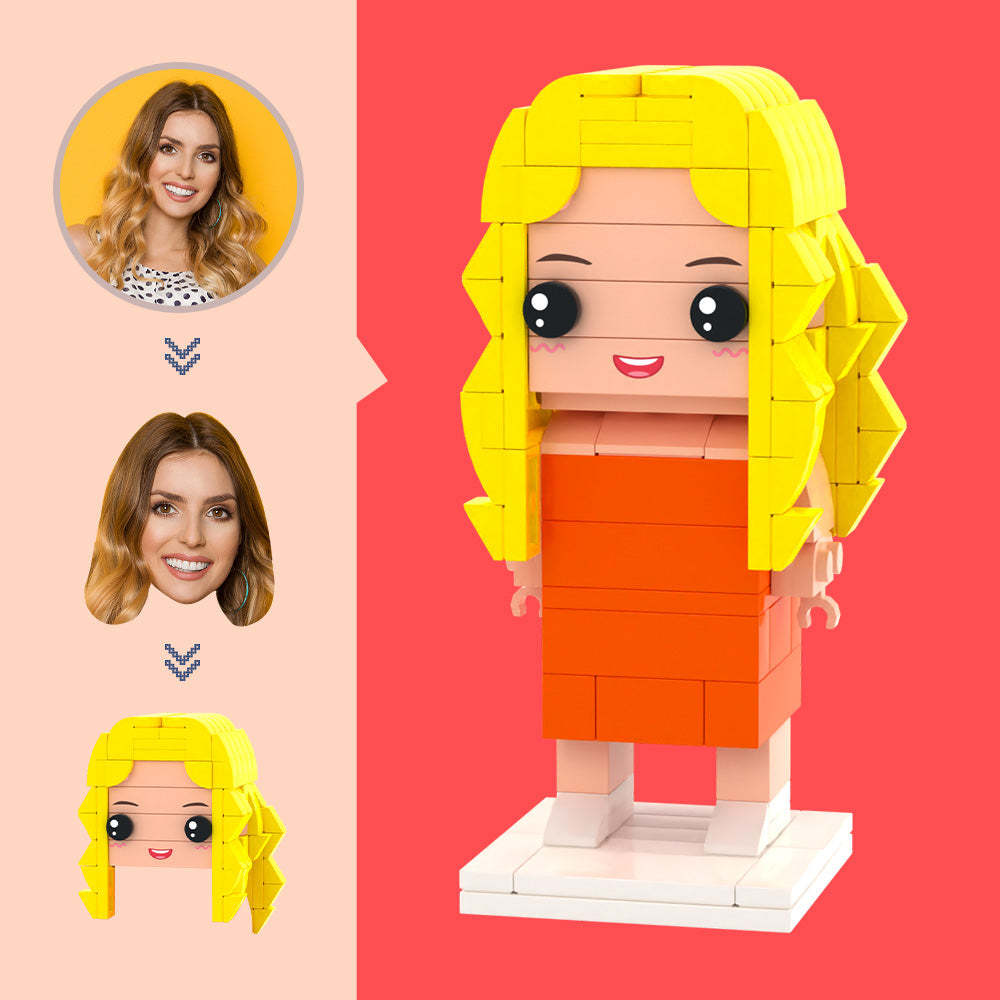 Op maat gemaakte oranje rotsfiguren,klein deeltjesblokspeelgoed,aanpasbare baksteenkunstcadeaus