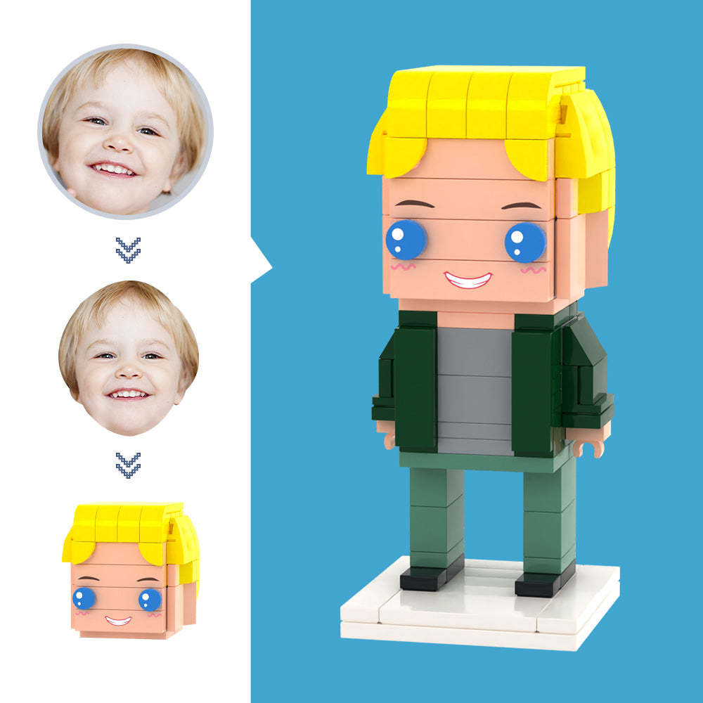 Op maat gemaakte hoofd kindersweaterfiguren,klein deeltjesblokspeelgoed,aanpasbare baksteenkunstcadeaus