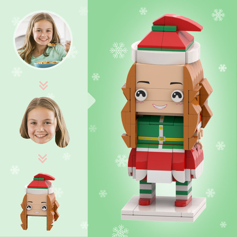 Kerstcadeaus,aangepaste hoofdstenen figuren,gepersonaliseerde kerstelfen,meisjes,stenen figuren,klein deeltjesblokspeelgoed