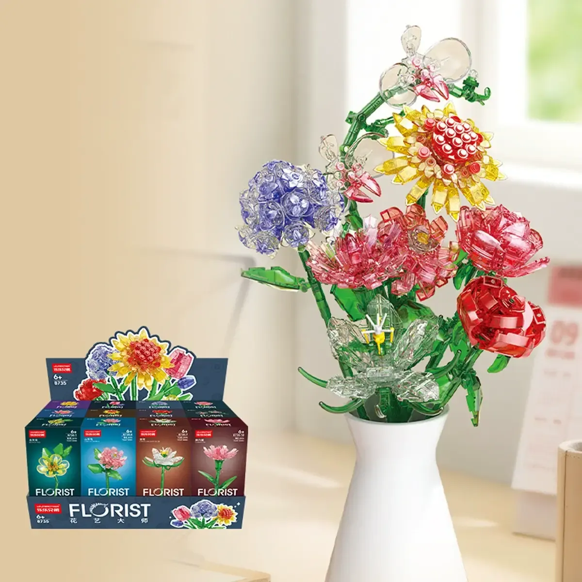 12 Dagen Van Kerstmis Bloemboeket Bouwstenen – Verzamelbaar Bloemen Aftelcadeau - minebricknl
