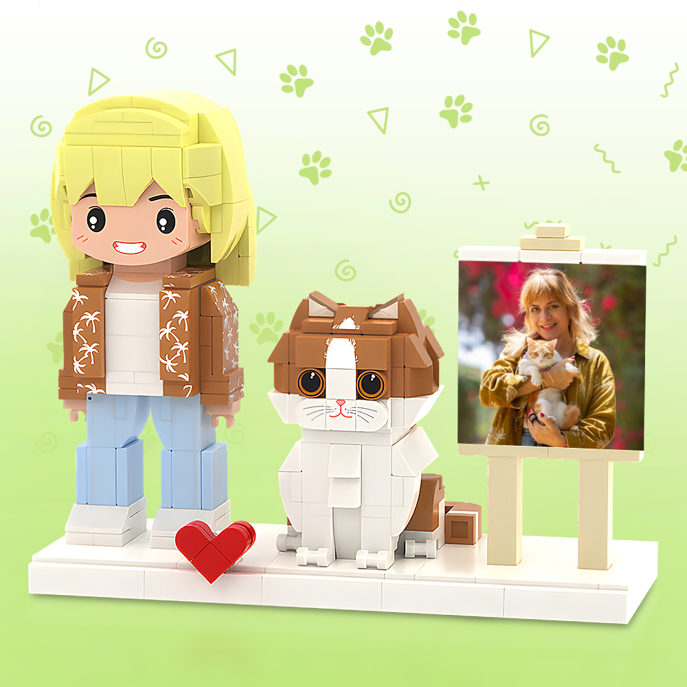 Volledig Aanpasbare Stenen Figuren Gepersonaliseerde Stenen Figuren Met Huisdier - minebricknl