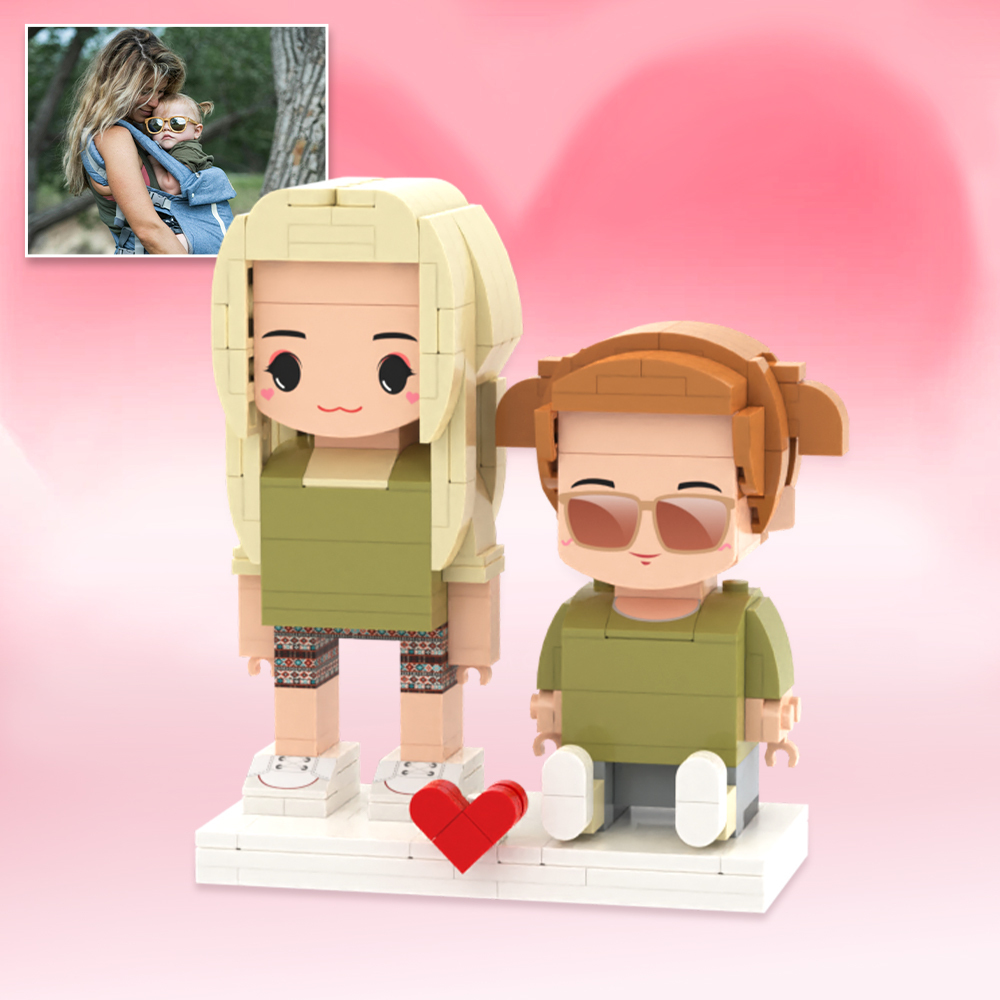 Aangepaste Volledige Lichaam 2 Personen Met Kat Bakstenen Figuren Gepersonaliseerde Zittende Bakstenen Figuren - minebricknl