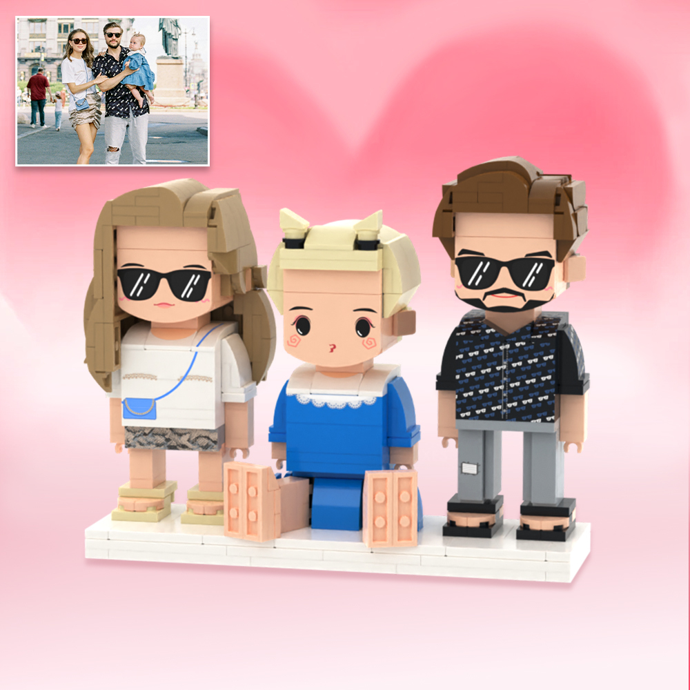 Aangepaste Volledige Lichaam 2 Personen Met Kat Bakstenen Figuren Gepersonaliseerde Zittende Bakstenen Figuren - minebricknl