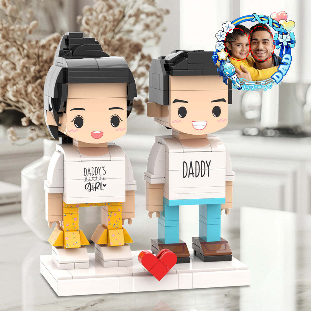 Vader En Dochter Bijpassende Shirt Papa's Kleine Meisje Aanpasbare Hoofd 2 Personen Aangepaste Baksteen Cijfers Cadeau Voor Papa Op Papa's Dag - minebricknl