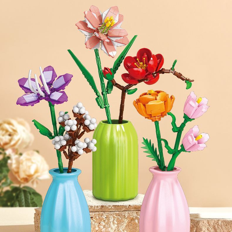 12 Dagen Van Kerstmis Bloemboeket Bouwstenen – Verzamelbaar Bloemen Aftelcadeau - minebricknl